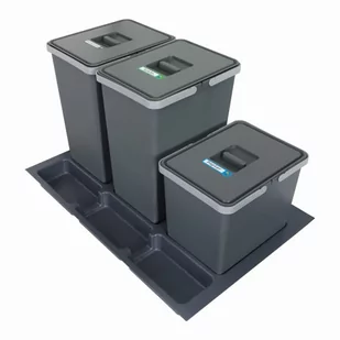 Sortownik śmieci FUTURE CONFIG do szuflady w szafce 80 cm 3 kosze 2x24 + 1x15 litrów wysokość 44/28cm - Kosze na śmieci - miniaturka - grafika 1