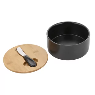 Maselnica z bambusową pokrywką i nożem Florina Adria 16x6 cm czarna - Inne naczynia kuchenne - miniaturka - grafika 4