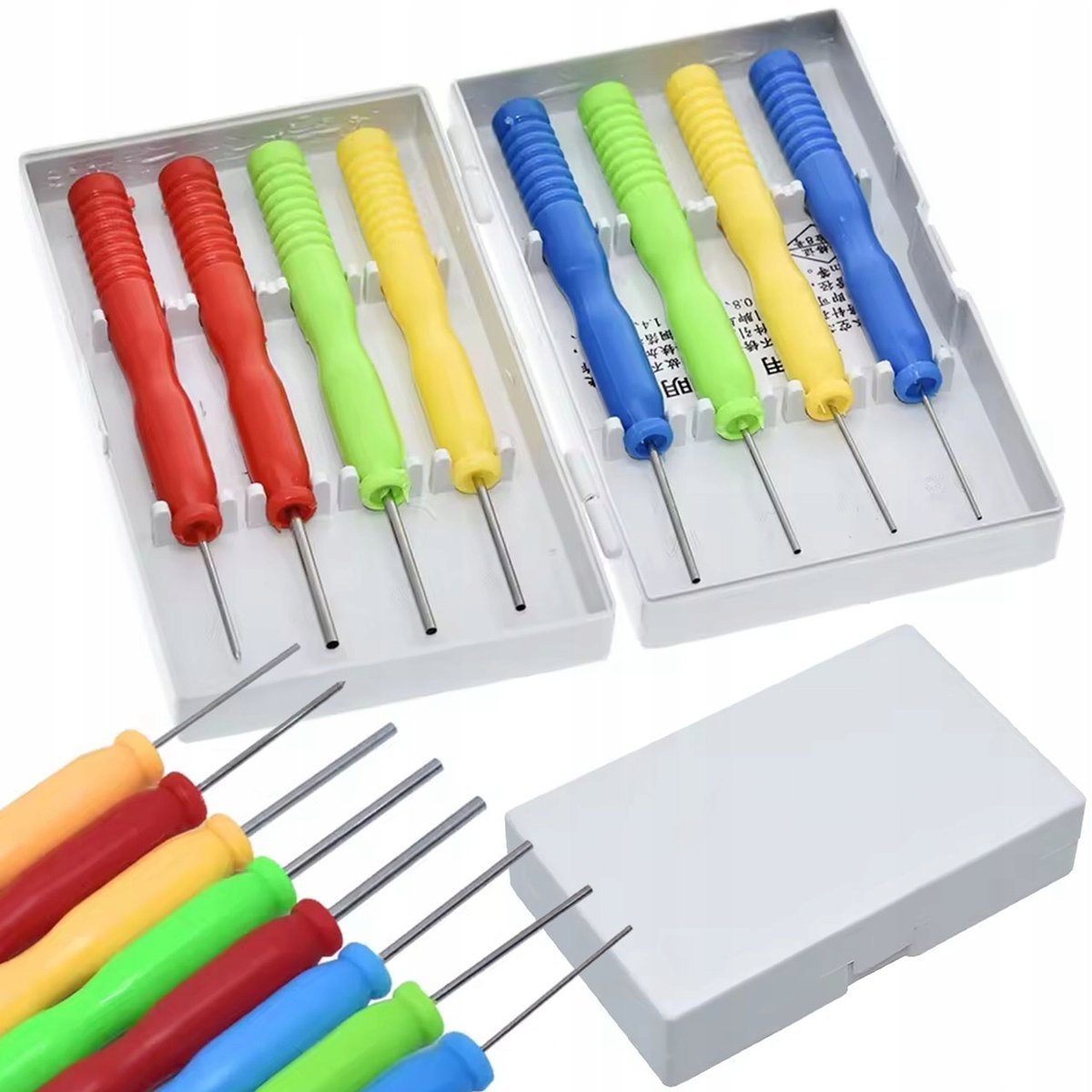 Rosfix PinEx ProKit 8 – Zestaw Igieł do Rozlutowywania Stal Nierdzewna 8 Szt. Etui Rozmiary 0,8–2,0 mm + Widełki