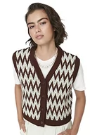 Kamizelki damskie - TRENDYOL Damska kamizelka z dekoltem w serek, w kratkę, regularna, z dzianiny, brązowa, M, brązowy, M - miniaturka - grafika 1