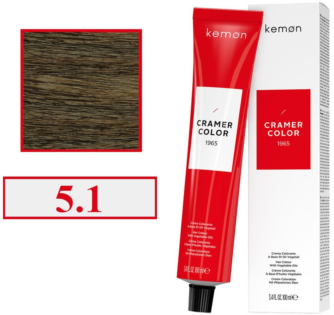Kemon Cramer Color Kremowa farba do włosów z olejem kokosowym 100ml Light Ash Brown 5.1