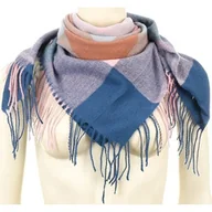 Apaszki i szaliki damskie - Chusta damska bawełniana ciepła w KRATĘ z frędzlami AXD-13-3 ciemny róż - miniaturka - grafika 1