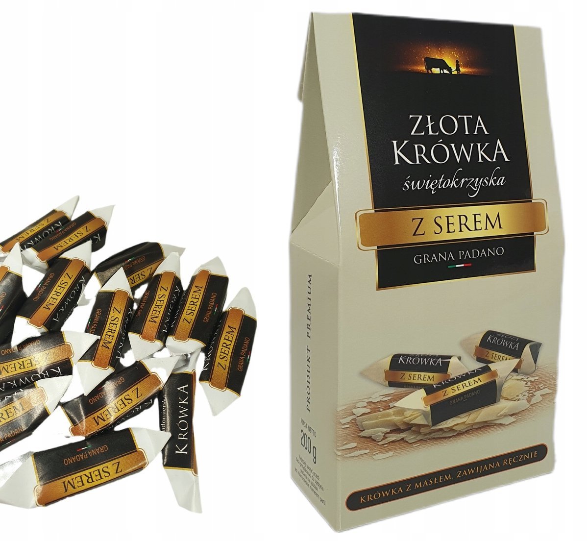 Złota Krówka Świętokrzyska z serem Grana Padano 200g produkt regionalny ręcznie robiona