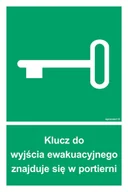 Systemy ekspozycyjne i znaki informacyjne - AC067 KLUCZ DO WYJŚCIA EWAKUACYJNEGO ZNAJDUJE SIĘ W PORTIERNI, KS - FOLIA PODŁOGOWA FOTOLUMINESCENCYJNA; (150X225MM) - miniaturka - grafika 1