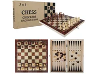 Gry planszowe - Szachy Drewniane Warcaby 34X34 Tryktrak 3W1 - miniaturka - grafika 1