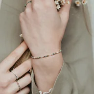 Bransoletki - Bransoletka na nici jedwabnej N119 turkus, perła - miniaturka - grafika 1