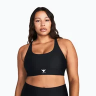 Bielizna sportowa damska - Biustonosz fitness Under Armour Project Rock All Train Crossback black/white - miniaturka - grafika 1