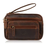 Nerki - SASZETKA MĘSKA BRĄZOWA SKÓRZANA DO RĘKI VINTAGE PAOLO PERUZZI T-130-HBR - miniaturka - grafika 1