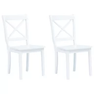 Krzesła - vidaXL Krzesła jadalniane, 2 szt., białe, lite drewno kauczukowca - miniaturka - grafika 1