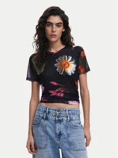 Desigual T-Shirt Des Moines 25SWTK88 Czarny Regular Fit - Koszulki i topy damskie - miniaturka - grafika 1
