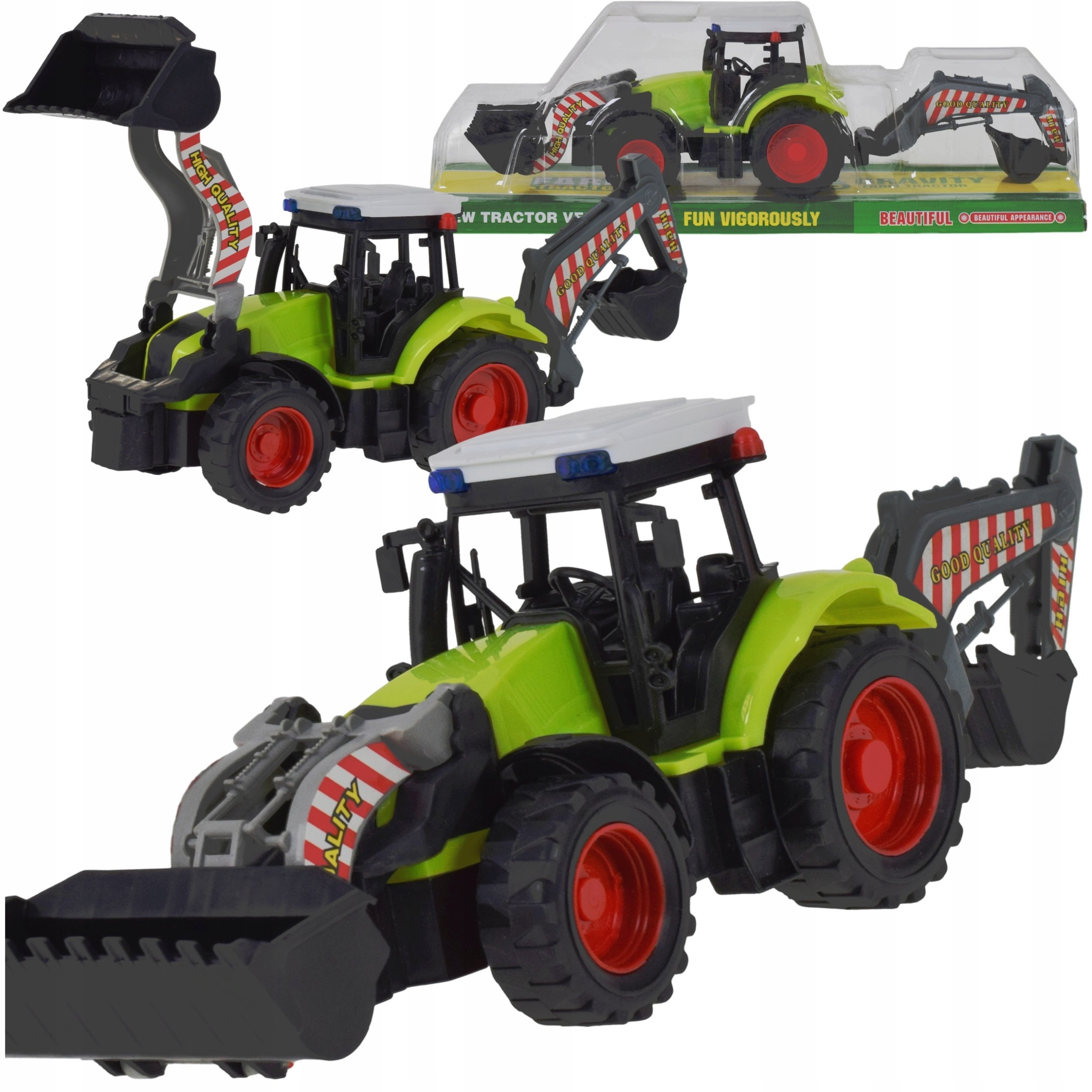 Skleplolki TRAKTOR CIĄGNIK Z ŁADOWACZEM I KOPARKĄ FARMER MASZYNA ZABAWKA DLA DZIECI