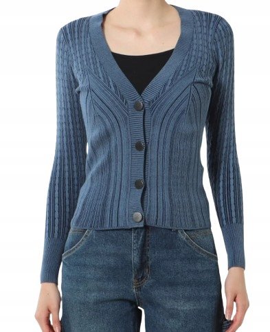 GUESS SWETER DAMSKI ZAPINANY NA GUZIKI NIEBIESKI PASKI XS GMA