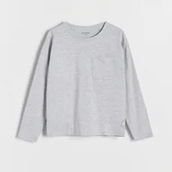 Bluzki dla chłopców - Reserved - Koszulka longsleeve z kieszenią - jasnoszary - miniaturka - grafika 1