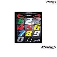 Akcesoria motocyklowe - Puig Zestaw 5 naklejek z motywem nr 5 115 mm 5 sztuk. Biały - miniaturka - grafika 1