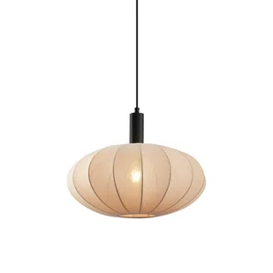 QAZQA Lampa wisząca Japandi czarna z brązowym materiałowym kloszem - Bida - Lampy sufitowe - miniaturka - grafika 1