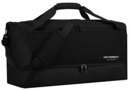 Torby podróżne - PETERSON Torba podróżna duża turystyczna sportowa unisex czarna z poliestru komora na obuwie kieszenie zewnętrzne dopinany pasek na ramię uchwyt do .. - miniaturka - grafika 1