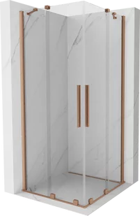 Mexen Velar Duo kabina prysznicowa rozsuwana 80x80 cm, transparent, miedź szczotkowana - 871-080-080-02-65 - Kabiny prysznicowe - miniaturka - grafika 1