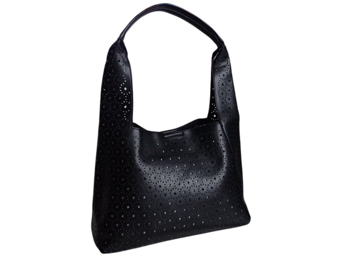 Torba Shopper Na Ramię + Mała Torebka Damska Listonoszka, Miejska, Czarny