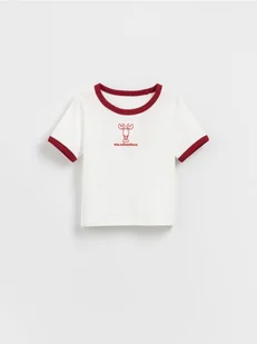 Reserved - T-shirt z haftem - czerwony - Koszulki dla dziewczynek - miniaturka - grafika 1