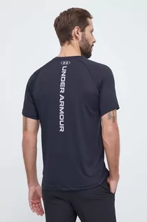 Koszulki męskie - Under Armour t-shirt treningowy Tech kolor czarny z nadrukiem - grafika 1
