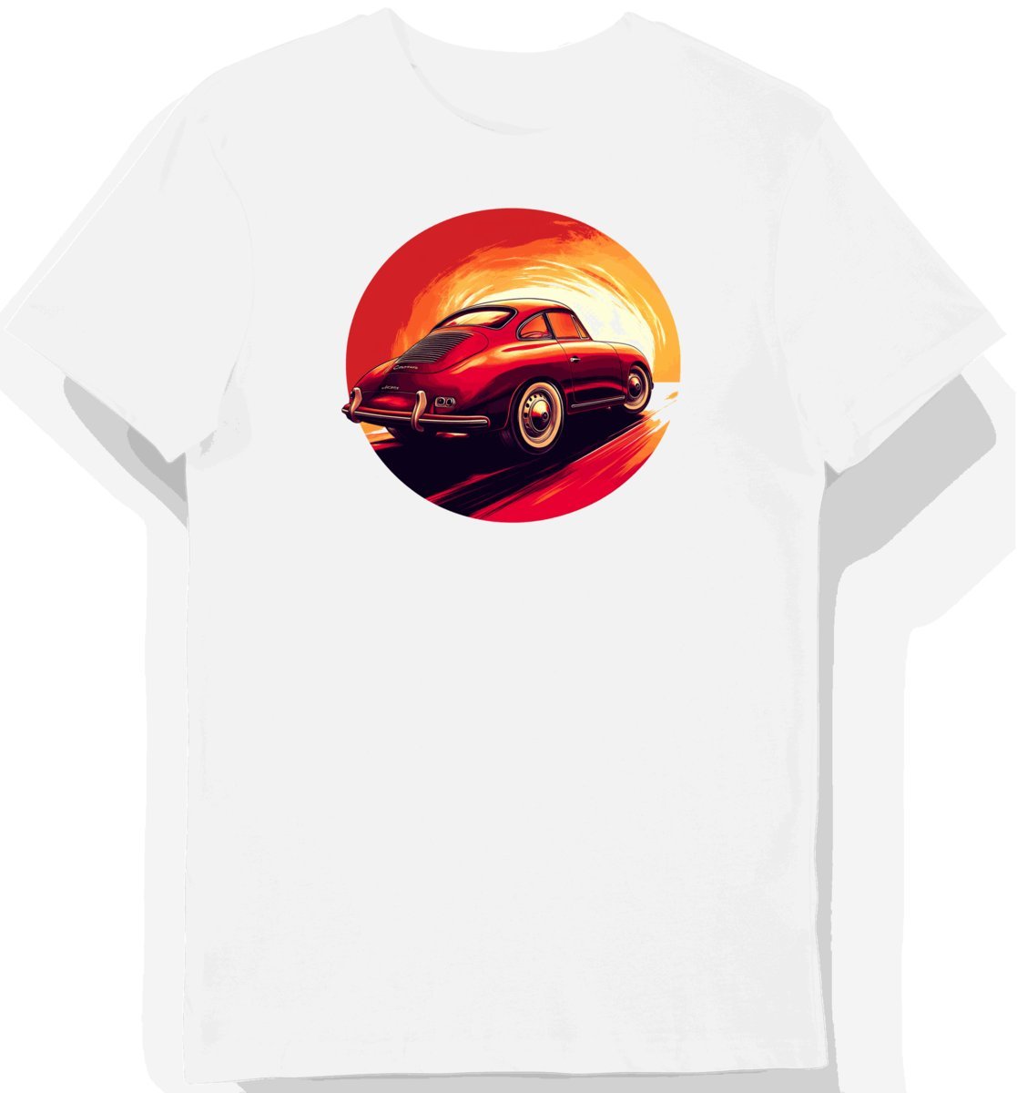 Koszulka męska biała z nadrukiem klasycznego Porsche 356 M