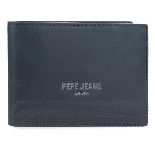 Pepe Jeans Głęboki poziomy portfel z portmonetką niebieski 11,5x8x1 cm Skóra by Joumma Bags, Niebieski, Talla única, Poziomy portfel z portfelem