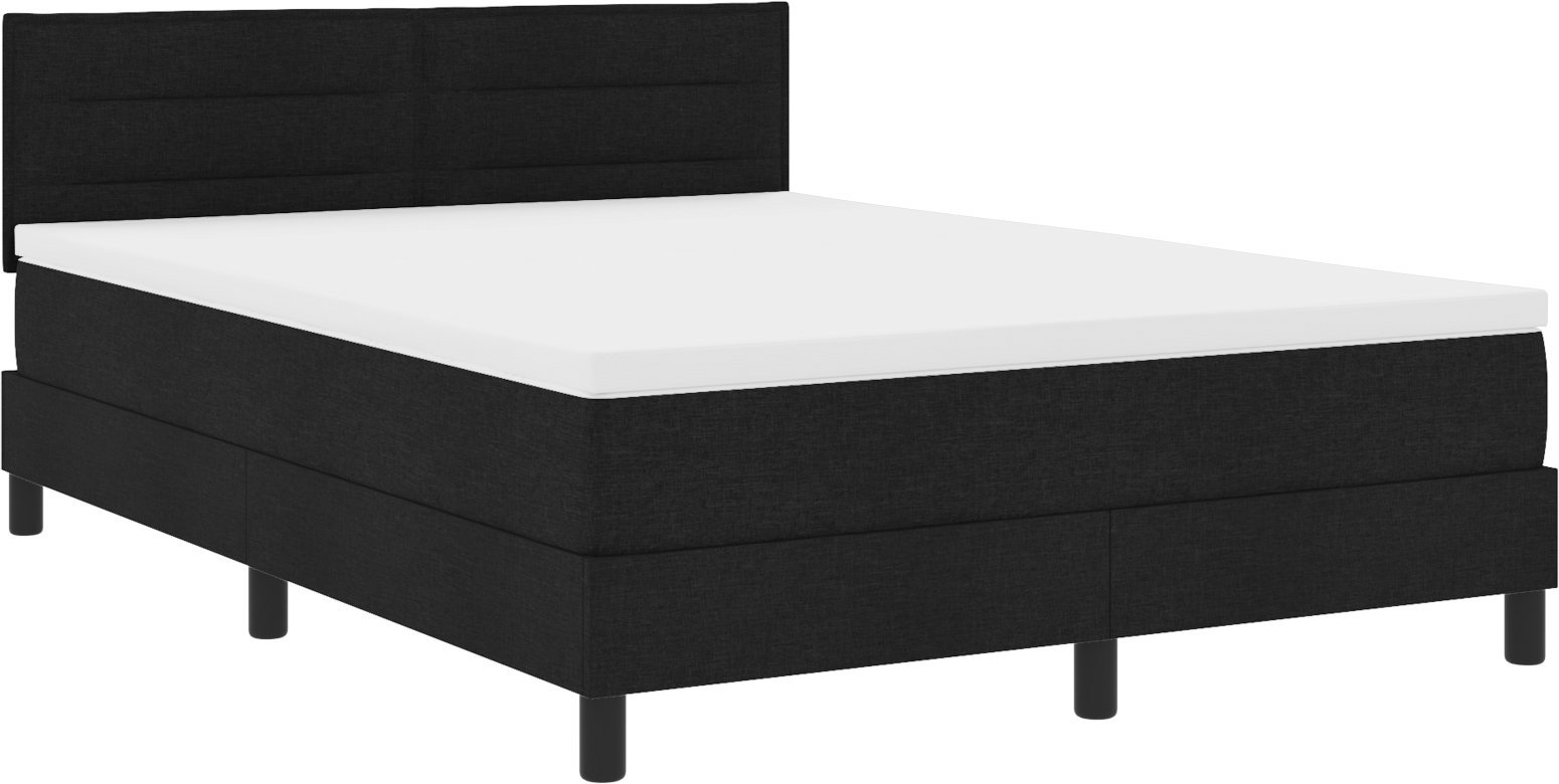 vidaXL Łóżko z sprężynami, materacem i LED czarne 140x200 cm, tkanina