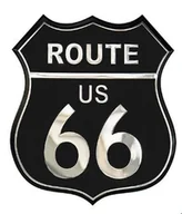 Akcesoria motoryzacyjne - NAKLEJKA WLEP NA AUTO SAMOCHÓD  WLEPKA ALUMINIOWA WYPUKŁA  TARCZA ROUTE 66 8 x 8cm 2/33351 - miniaturka - grafika 1