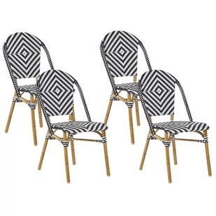 Beliani Zestaw 4 Krzeseł Ogrodowych Wzór Czarno-biały Rifreddo - Fotele i krzesła ogrodowe - miniaturka - grafika 1