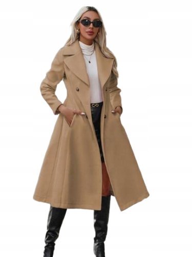 SHEIN PŁASZCZ BRĄZOWY DAMSKI DWURZĘDOWY 36 ŁOE