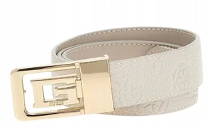 GUESS BEŻOWY PASEK DAMSKI Z TŁOCZONYM WZOREM I ZŁOTĄ KLAMRĄ M GNA - Paski - miniaturka - grafika 1