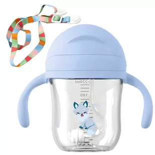 Kubek ze słomką obciążoną do nauki picia, bidon Sippy - kolor niebieski - Kubki dla dzieci - miniaturka - grafika 1