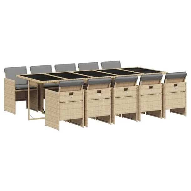 Zestaw mebli ogrodowych z rattanem PE, stół 275x106x73 cm, krzesło 50,5x