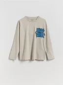 Bluzki dla chłopców - Reserved - Bawełniany longsleeve - jasnoszary - miniaturka - grafika 1