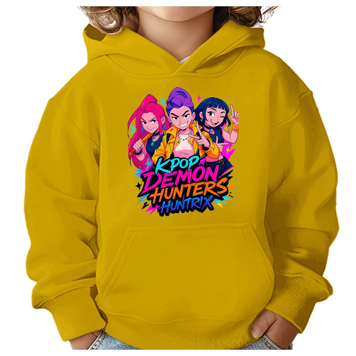 BLUZA DZIECIĘCA KPOP DEMON HUNTERS HUNTRIX 104 Z KAPTUREM BAWEŁNIANA