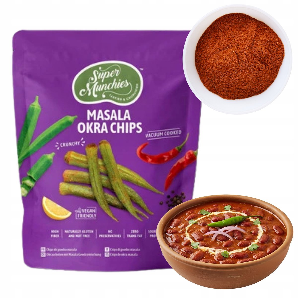 Super Munchies Chipsy Z Okry O Smaku Masala Przekąska 50g