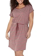 Sukienki - ONLY Carmakoma NOS Damska sukienka Carapril Ss Knee Stripe Noos, Stripes:cloud Dancer Apple Butter, L - miniaturka - grafika 1