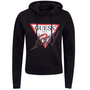 Guess Ocieplana Bluza Damska Z Kapturem Hoody Icon Sweatshir Czarna W2Bq17Kb683 Jblk Xs - Bluzy damskie - miniaturka - grafika 1