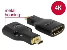 Delock adapter HDMI Micro-D(M)->HDMI(F) High Speed HDMI Ethernet 4k 65664 - Adaptery i przejściówki - miniaturka - grafika 2