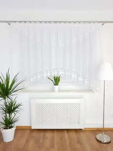 Firana z lambrekinem zdobiona białym haftem, nowoczesne firanki do pokoju - Firany - miniaturka - grafika 1