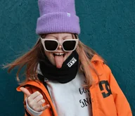 Apaszki i szaliki damskie - Czarny komin z polaru - miniaturka - grafika 1