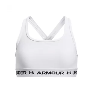 Under Armour Dziewczęcy biustonosz sportowy crossback średni wpływ, biały/biały/czarny, 62 - Biustonosze - miniaturka - grafika 1