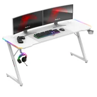 Biurka gamingowe - Biurko gamingowe Huzaro Hero 4.8 RGB białe z podświetleniem - miniaturka - grafika 1