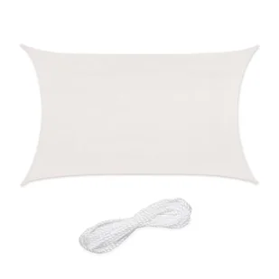 Relaxdays Żagiel przeciwsłoneczny, prostokątny, 3 x 4 m, tkanina HDPE, stabilizowana UV, wklęsła, z linami napinającymi, biały - Parasole ogrodowe - miniaturka - grafika 1