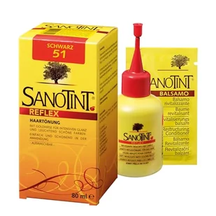 Sanotint - Reflex farba do włosów nr 51 "czarna" - 1 x 80 ml - ze złotym prosem i ekstraktami z ziół - Farby do włosów i szampony koloryzujące - miniaturka - grafika 1