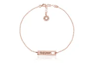 Bransoletki - Srebrna bransoletka Mela Love z prostokatną blaszką i Sercem - rose gold - grawer - miniaturka - grafika 1