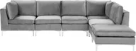 Sofy i kanapy - BELIANI Narożnik modułowy lewy szary welurowy sofa 5-osobowa z otomaną metalowe nóżki w stylu glamour - miniaturka - grafika 1