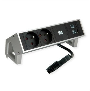 BACHMANN DESK2 2xUTE 1xUSB A/C 22W 0.2m GST18 INOX