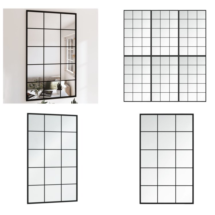vidaXL Lustro ścienne 6 szt. czarne 100x60 cm metalowe - Lustro ścienne - Lustro - Lustro do przedpokoju - Lustro kwadratowe