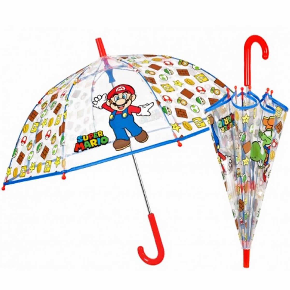 Głęboka bezpieczna parasolka dziecięca PERLETTI przezroczysta SUPER MARIO